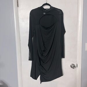 Nasty Gal Plus Cut Out Detail Mesh Sleeve Midi Dress NWT